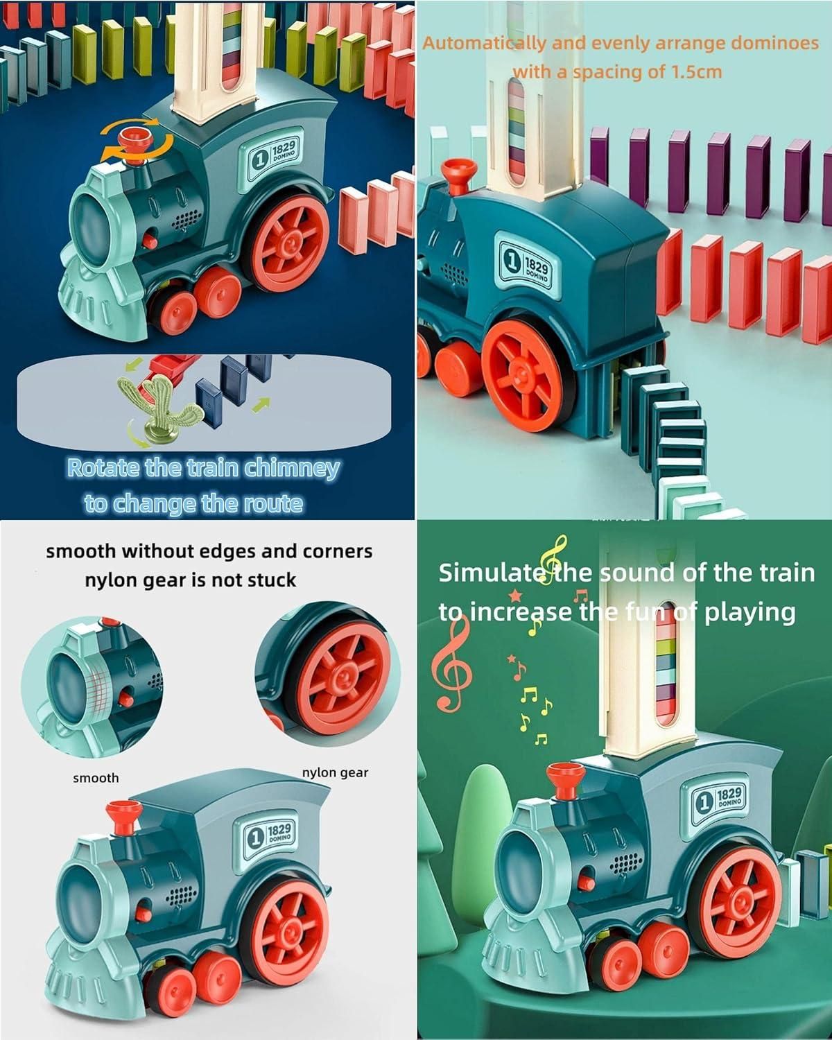 Automatic Domino Laying Train Set with Lights and Sound