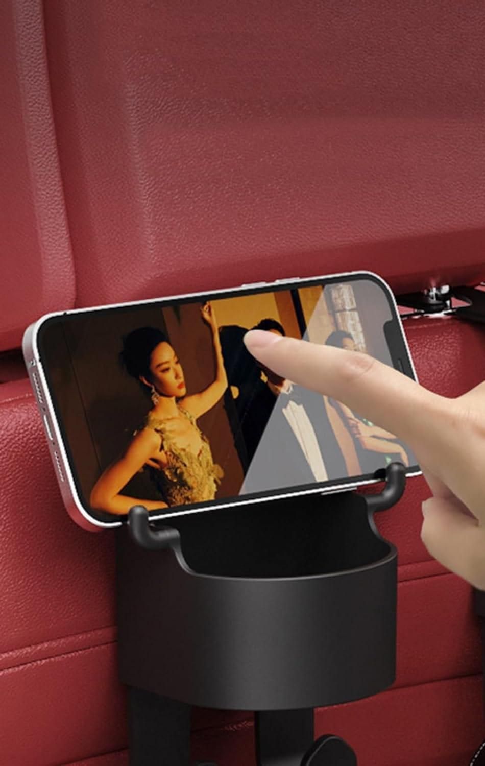 Multifunction Back Seat Storage Hook with Cup Holder and Phone Stand